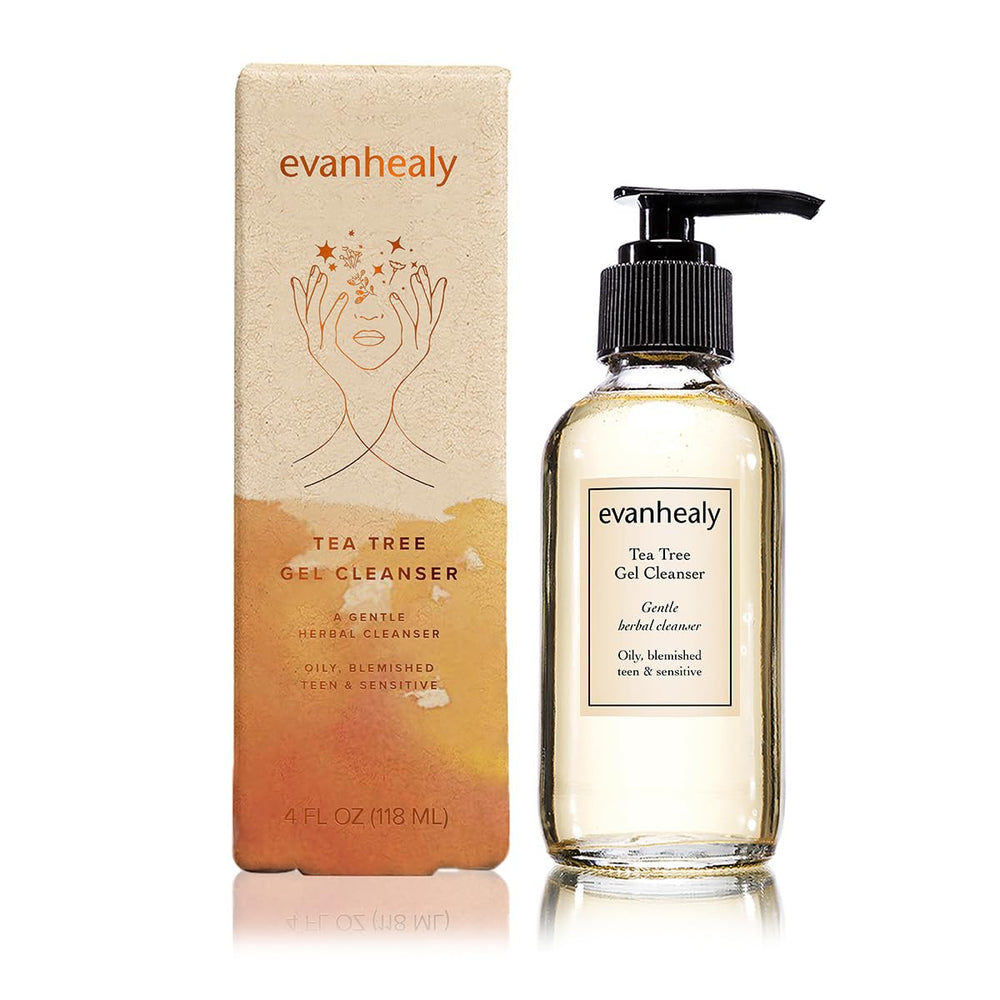evanhealy Tea Tree Gel Cleanser bottle pour for easy application.
