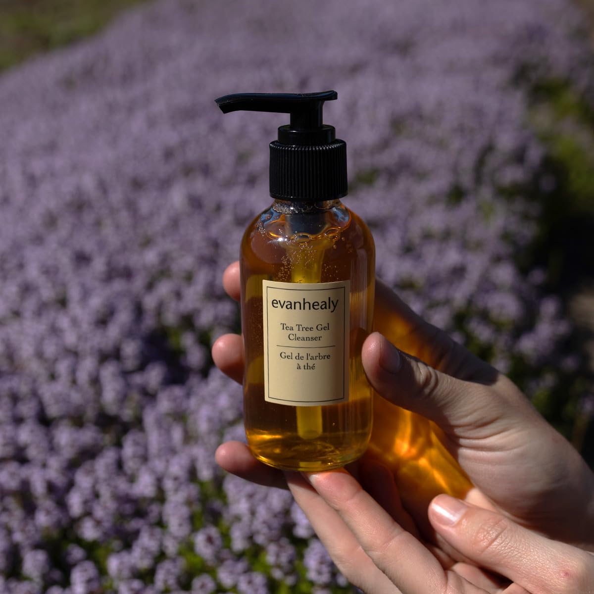 evanhealy Tea Tree Gel Cleanser tea tree oil closeup highlighting blemish-ready ingredients.