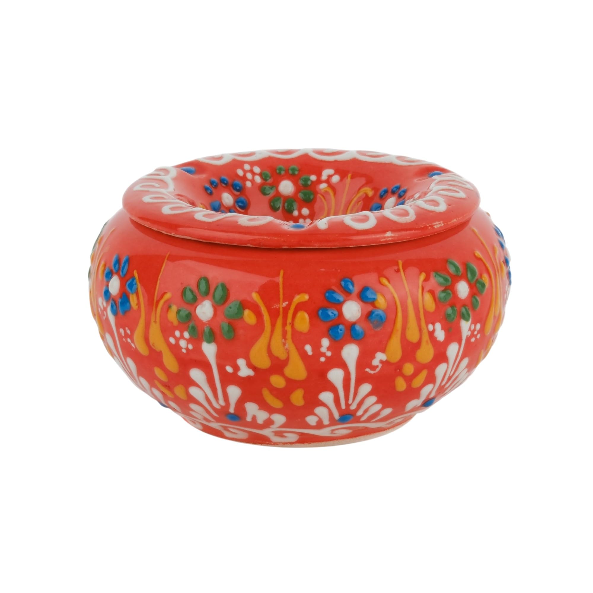 EVANILIFE decorative ceramic jar with lid in orange, perfect for stylish storage.