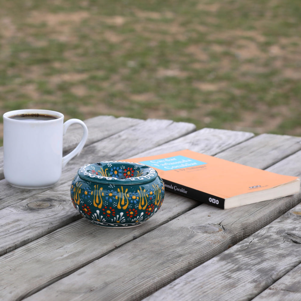 EVANILIFE handmade ceramic jar showcasing colorful patterns ideal for stylish organization