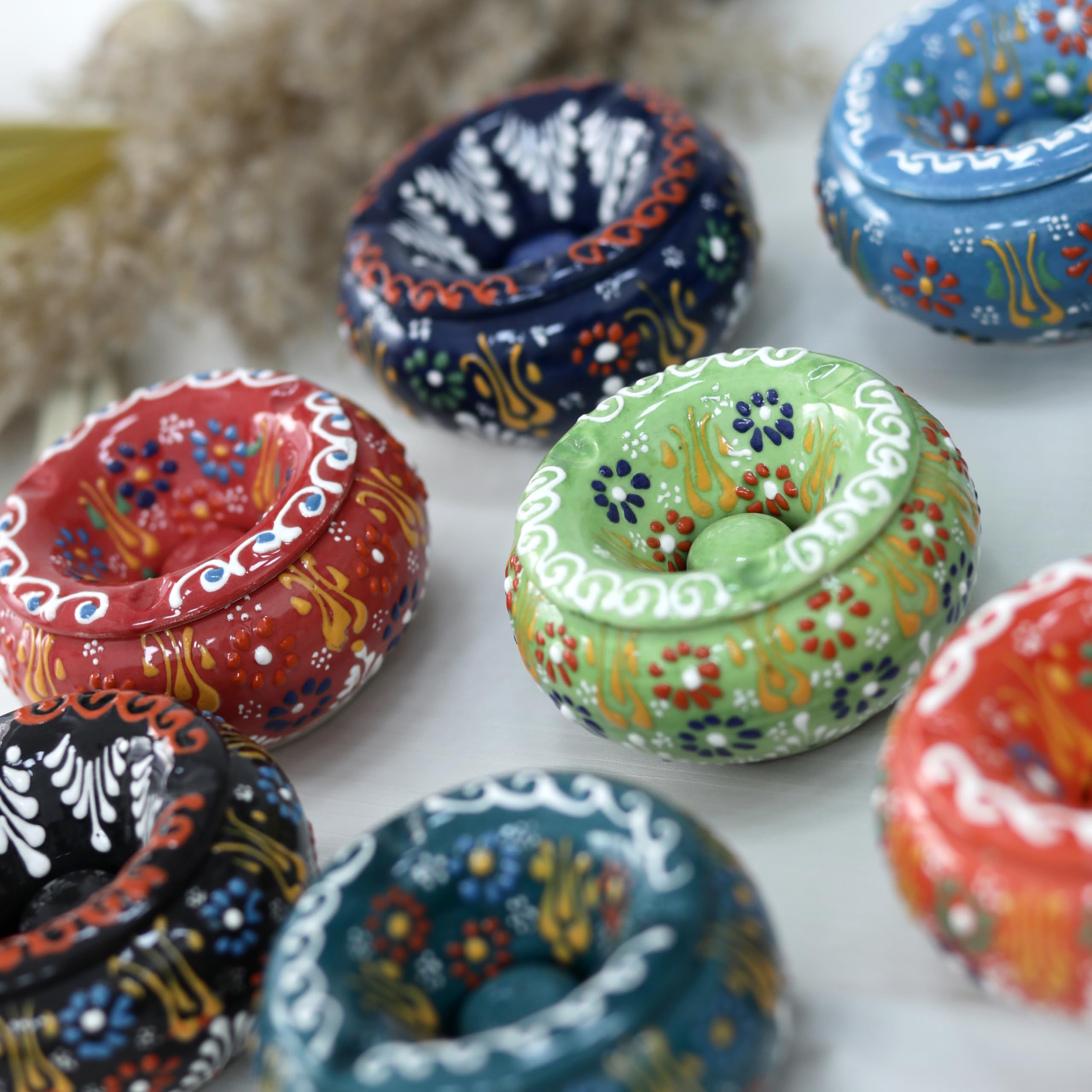EVANILIFE Turkish-inspired art jar adds bold color to any corner.