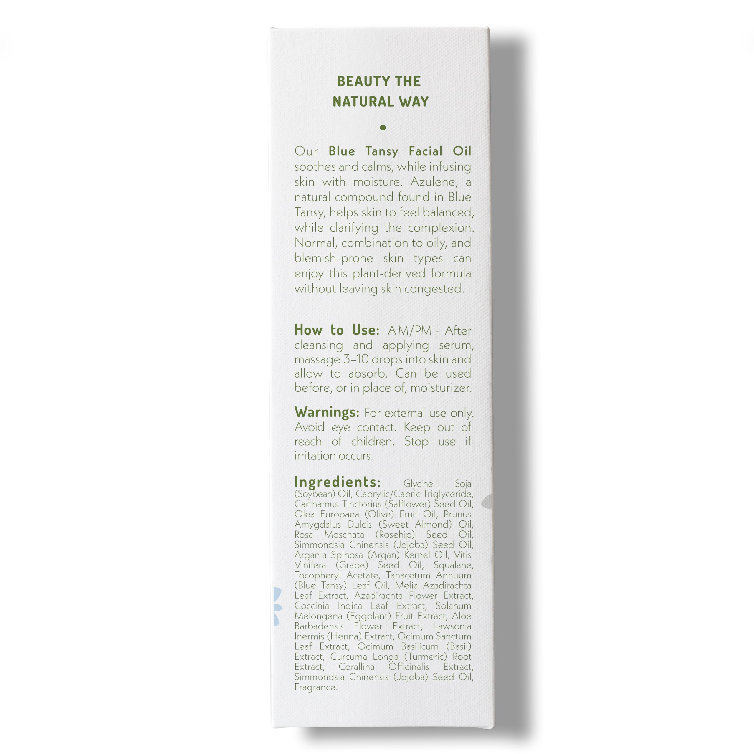 Eve Hansen Blue Tansy application scene illustrating gentle skincare routine.