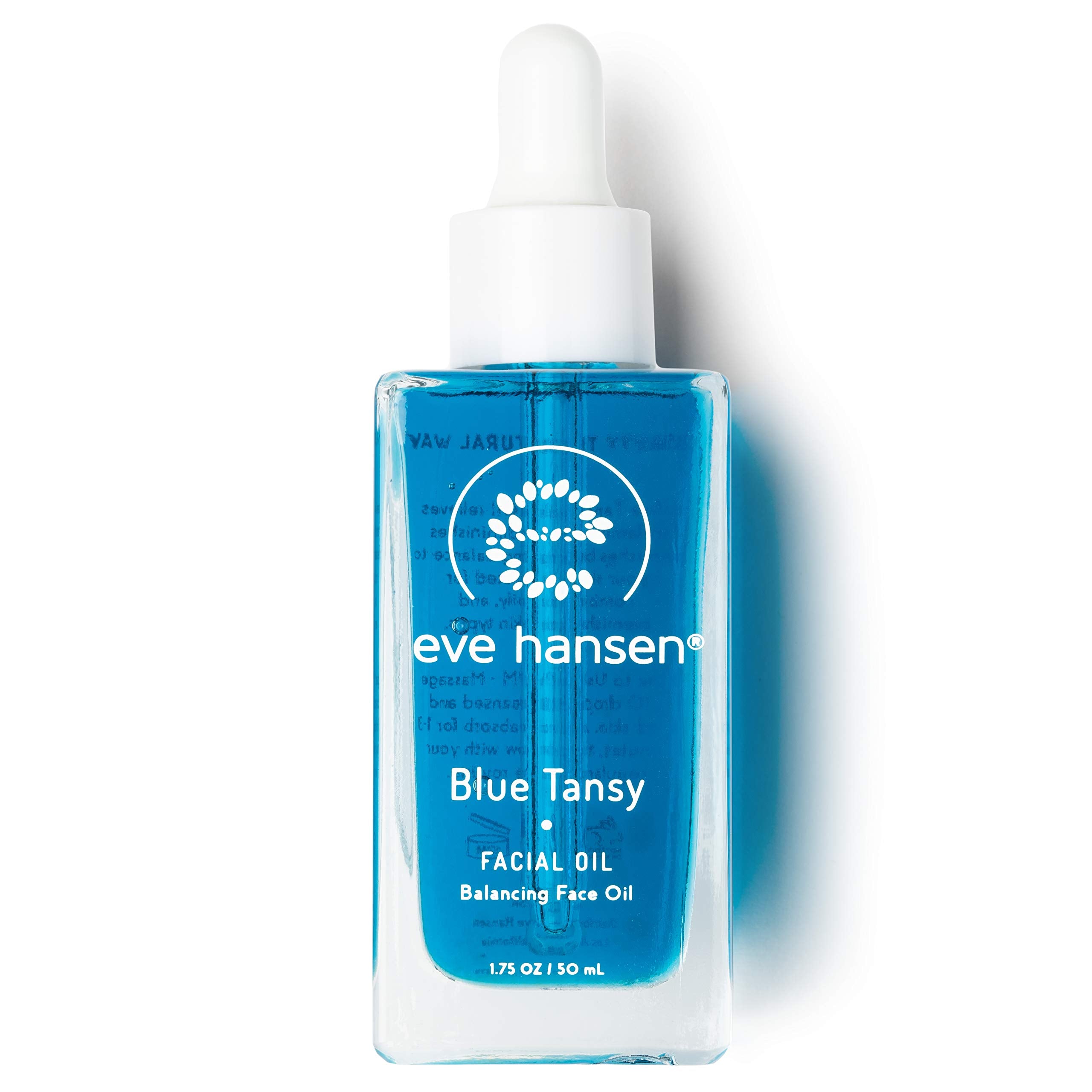 Eve Hansen Blue Tansy Facial Oil bottle for deep hydration across skin types.