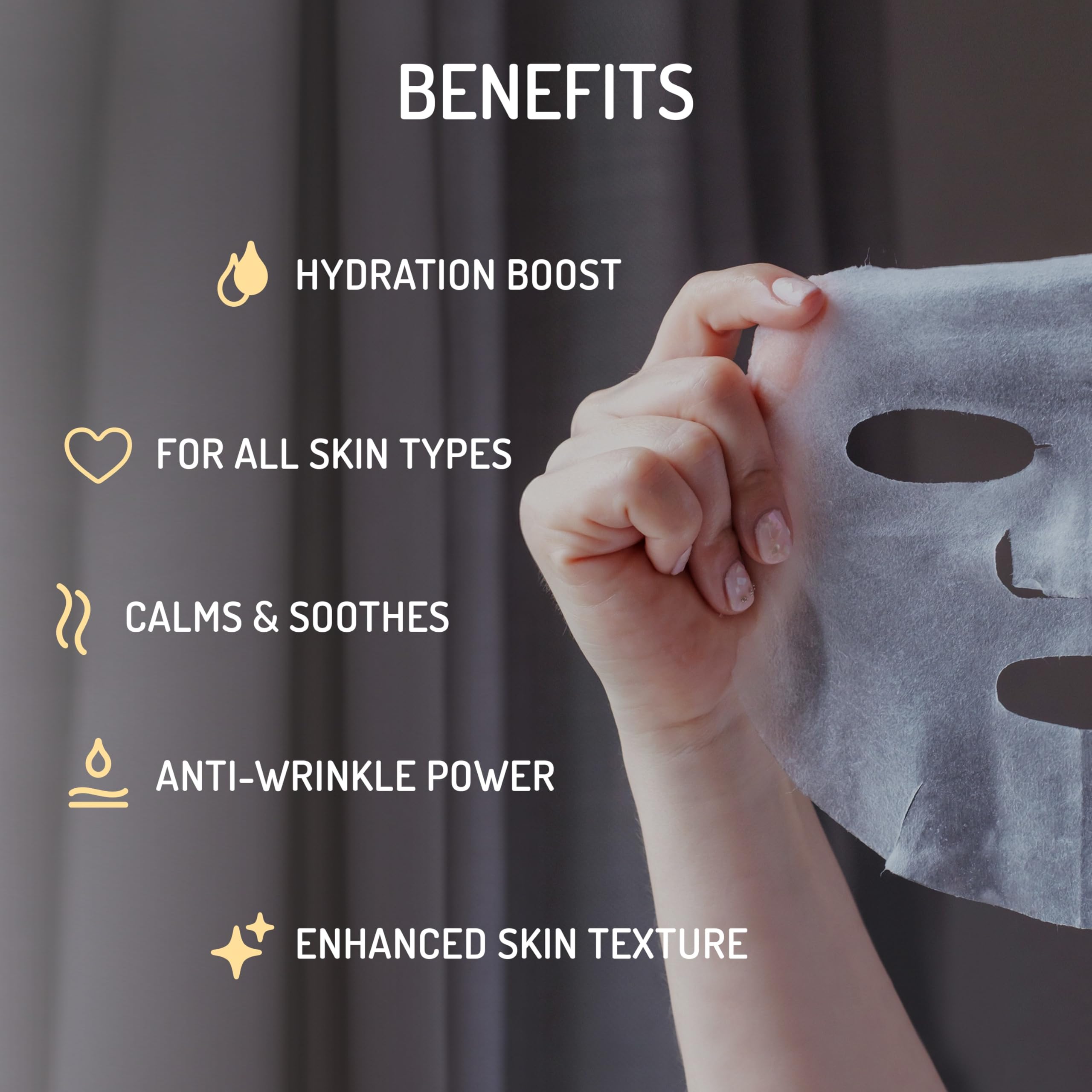 Eve Hansen Collagen Face Mask Sheets during application on the face