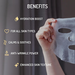 Eve Hansen Collagen Face Mask Sheets during application on the face