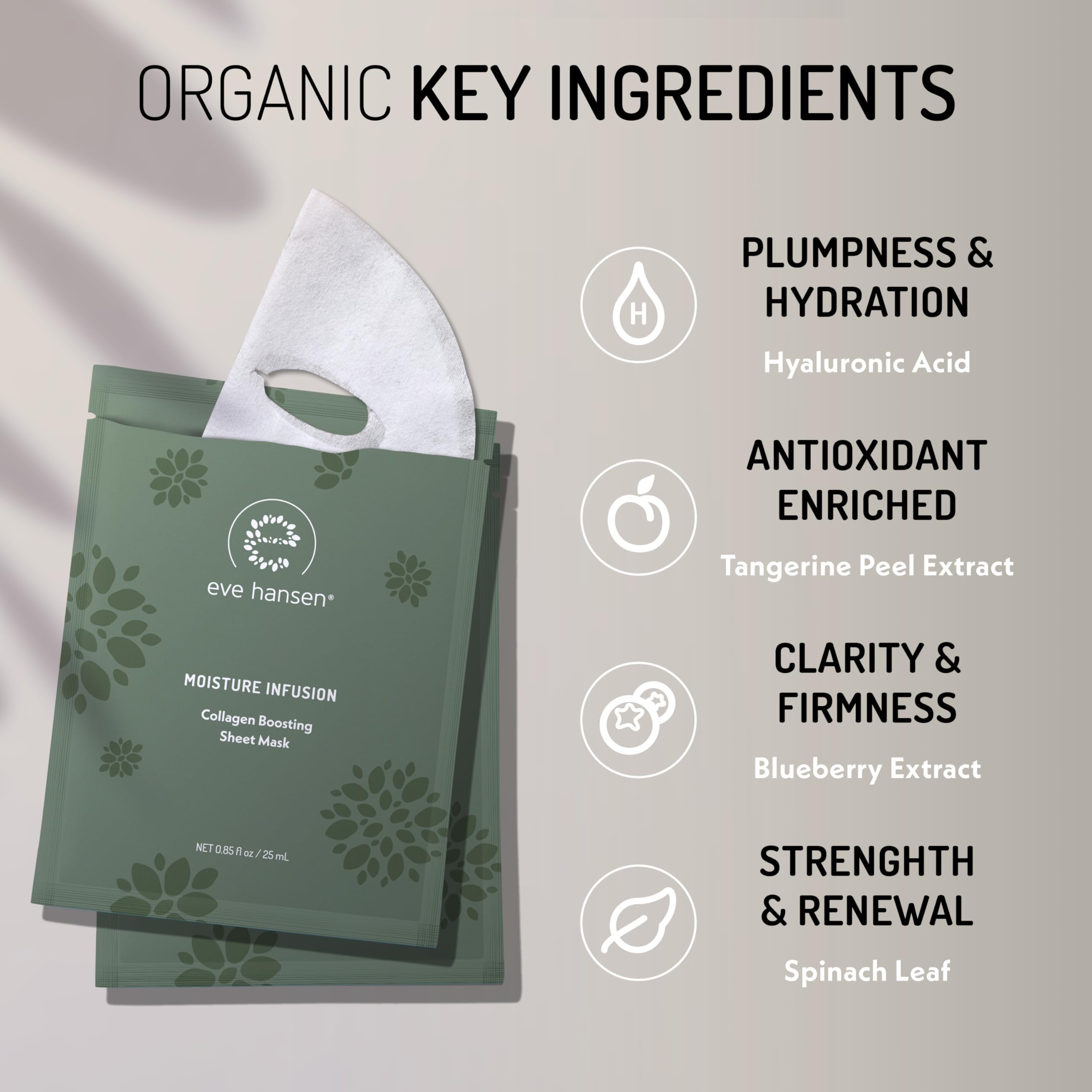 Eve Hansen Collagen Mask Sheets with hyaluronic acid for hydration