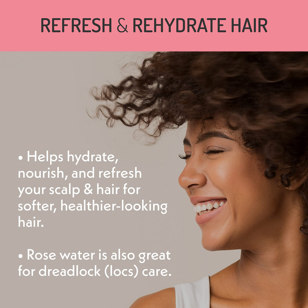Mist applied on skin from Eve Hansen Rose Water Spray for a refreshing feel.