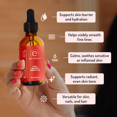 Dropper application of Eve Hansen Rosehip Oil delivering lightweight moisture to the face.