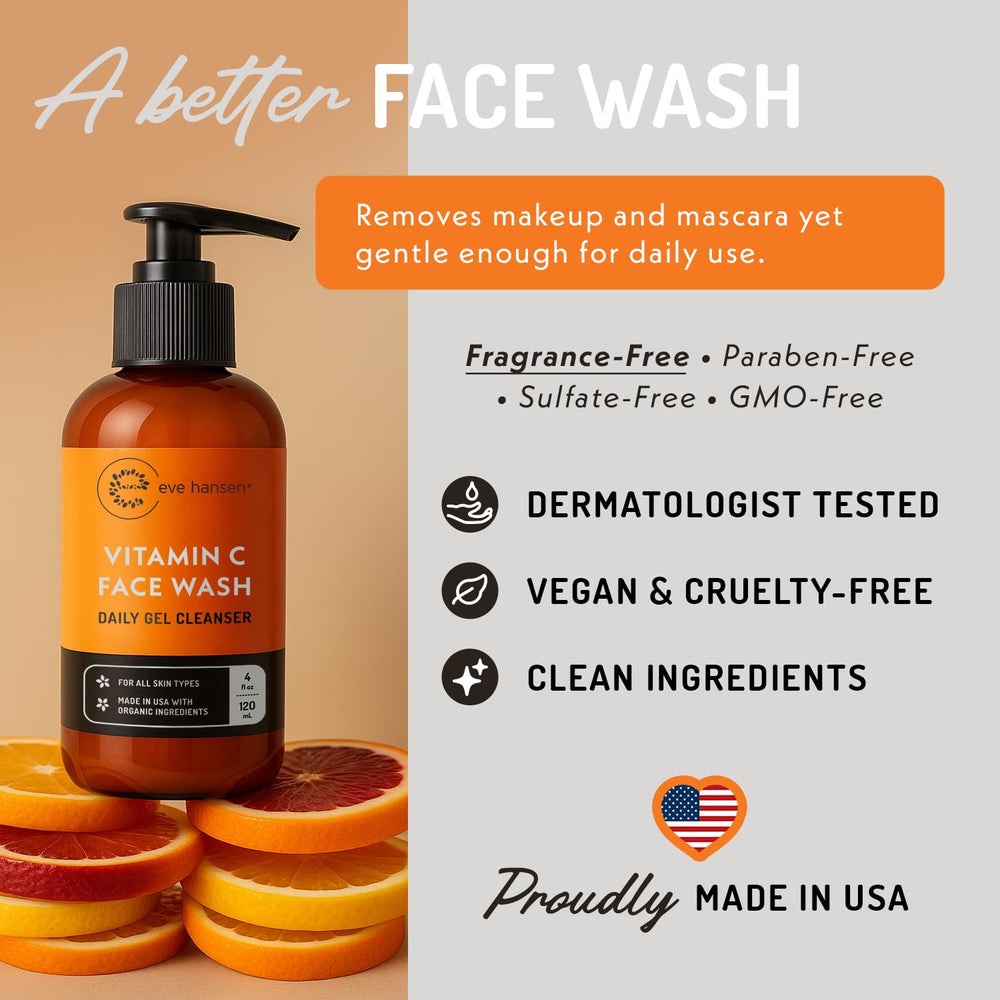 Damp skin application with Eve Hansen cleanser shows circular massage for effective cleansing.