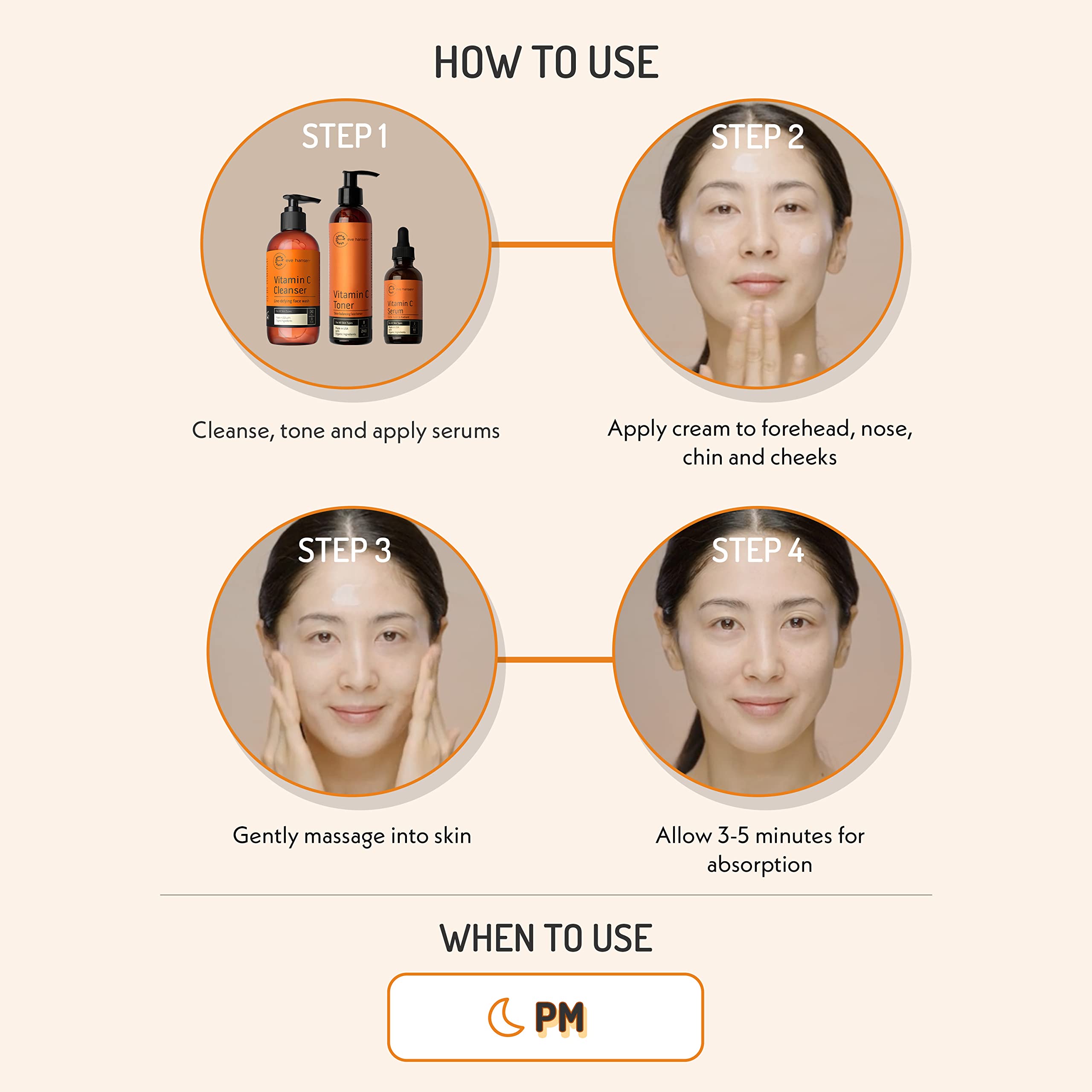 Eve Hansen Vitamin C Night Cream neck application for comprehensive care