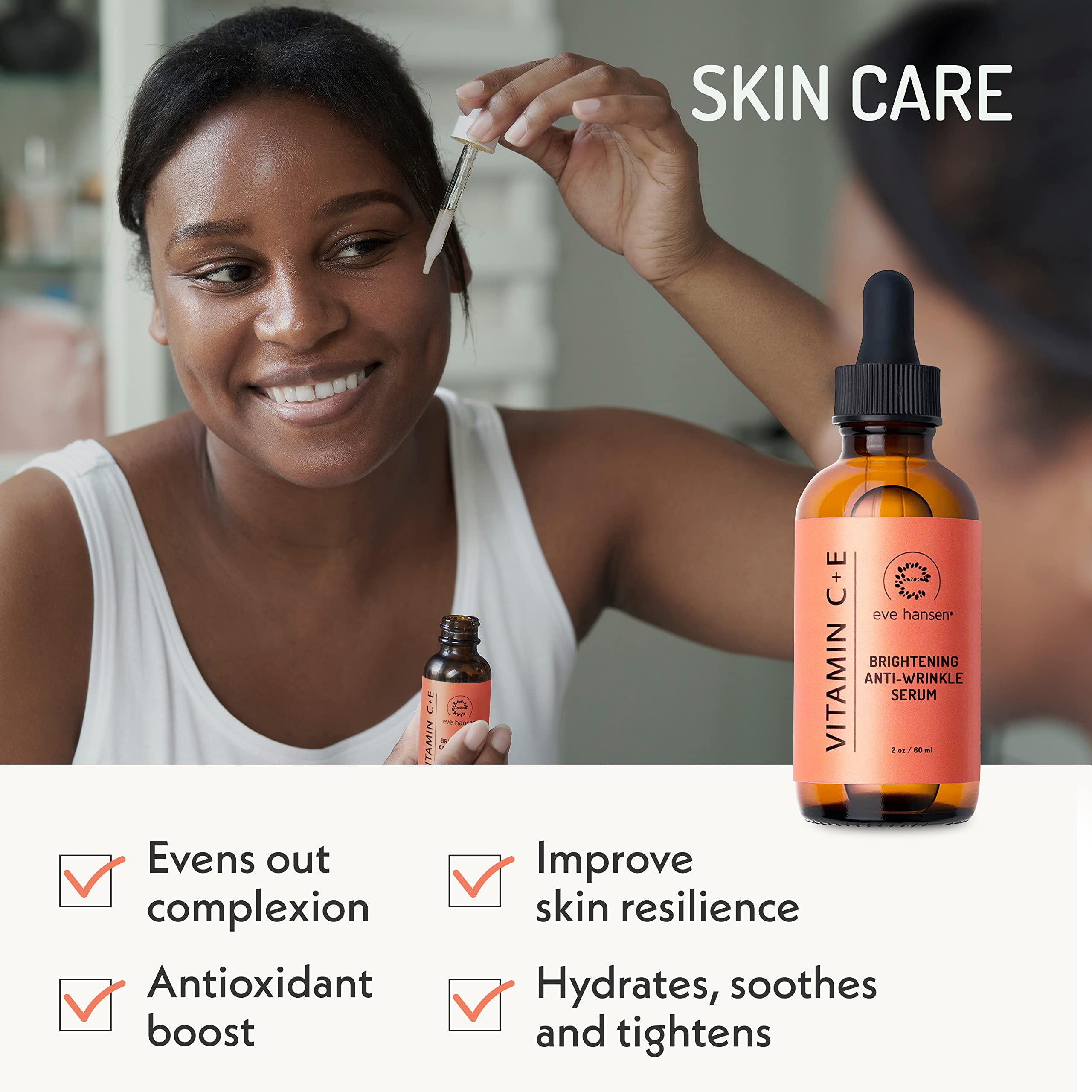 Eve Hansen Vitamin C Serum label highlights cruelty-free formula.