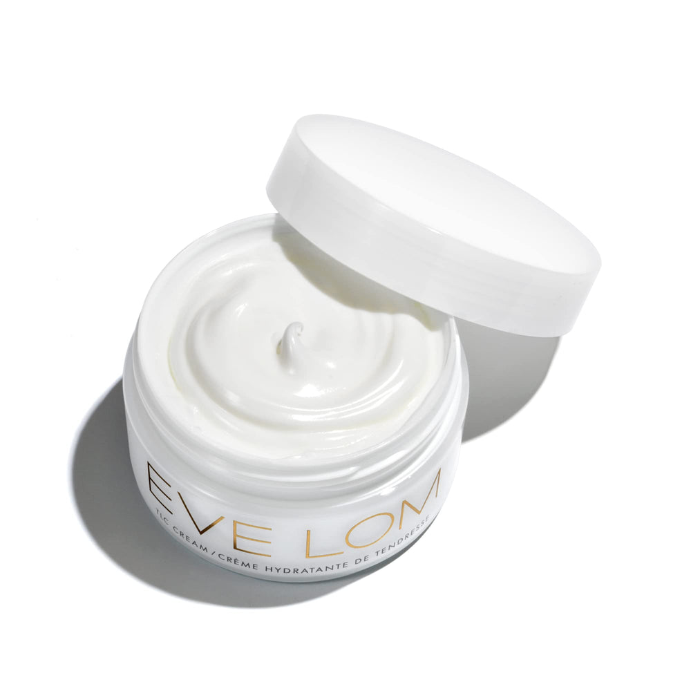 EVE LOM TLC Cream texture swirl on skin showcasing nourishing formula