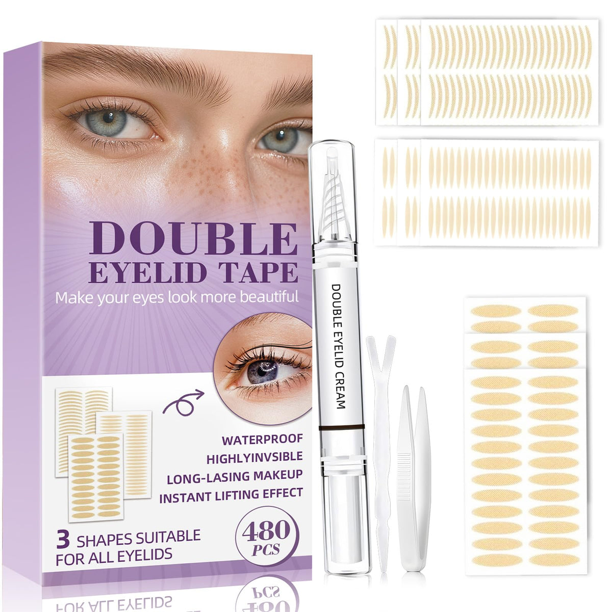 Eveellyn eyelid lifter strips for an instant, natural-looking lift.