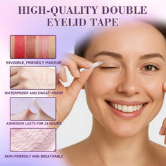Eveellyn skin-toned adhesive eyelid tape blends with natural skin tone.