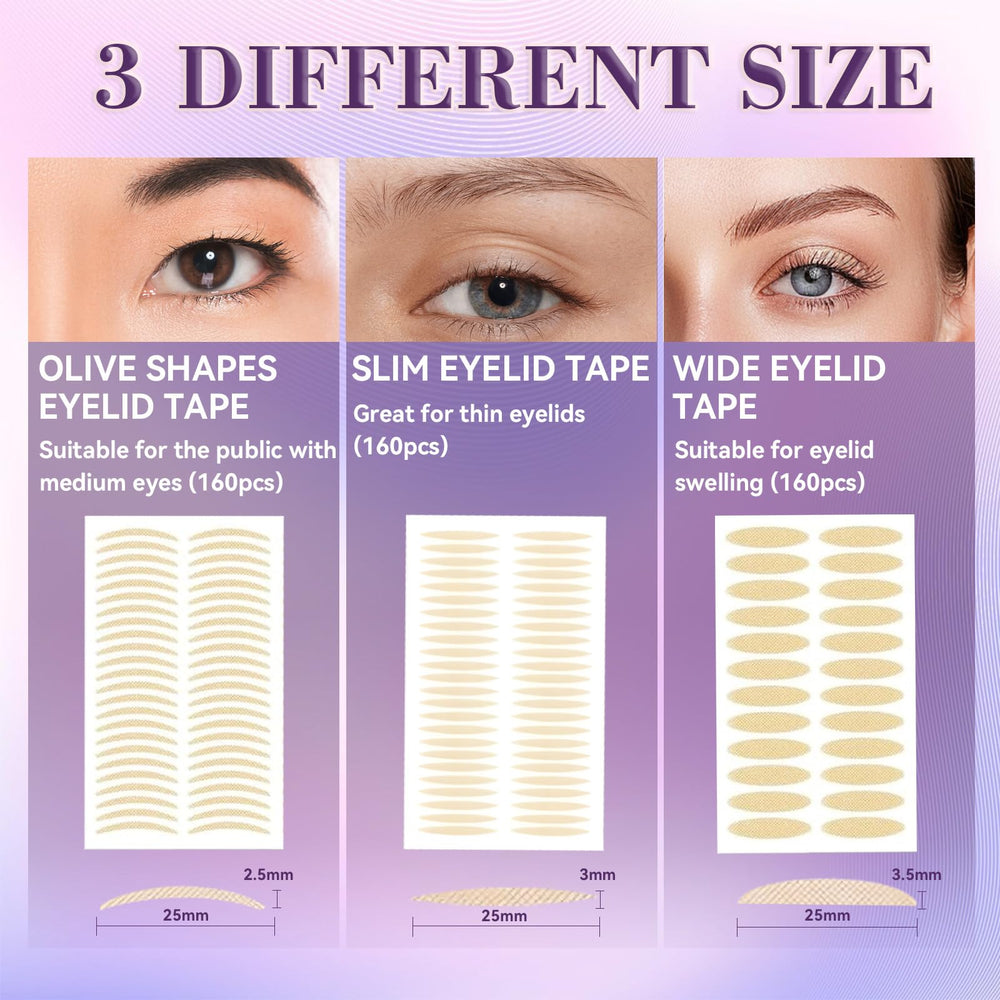 Eveellyn three sizes of eyelid tape fit different eyelids for daily versatility.