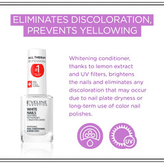 Eveline bottle eliminates discoloration for dull nails.