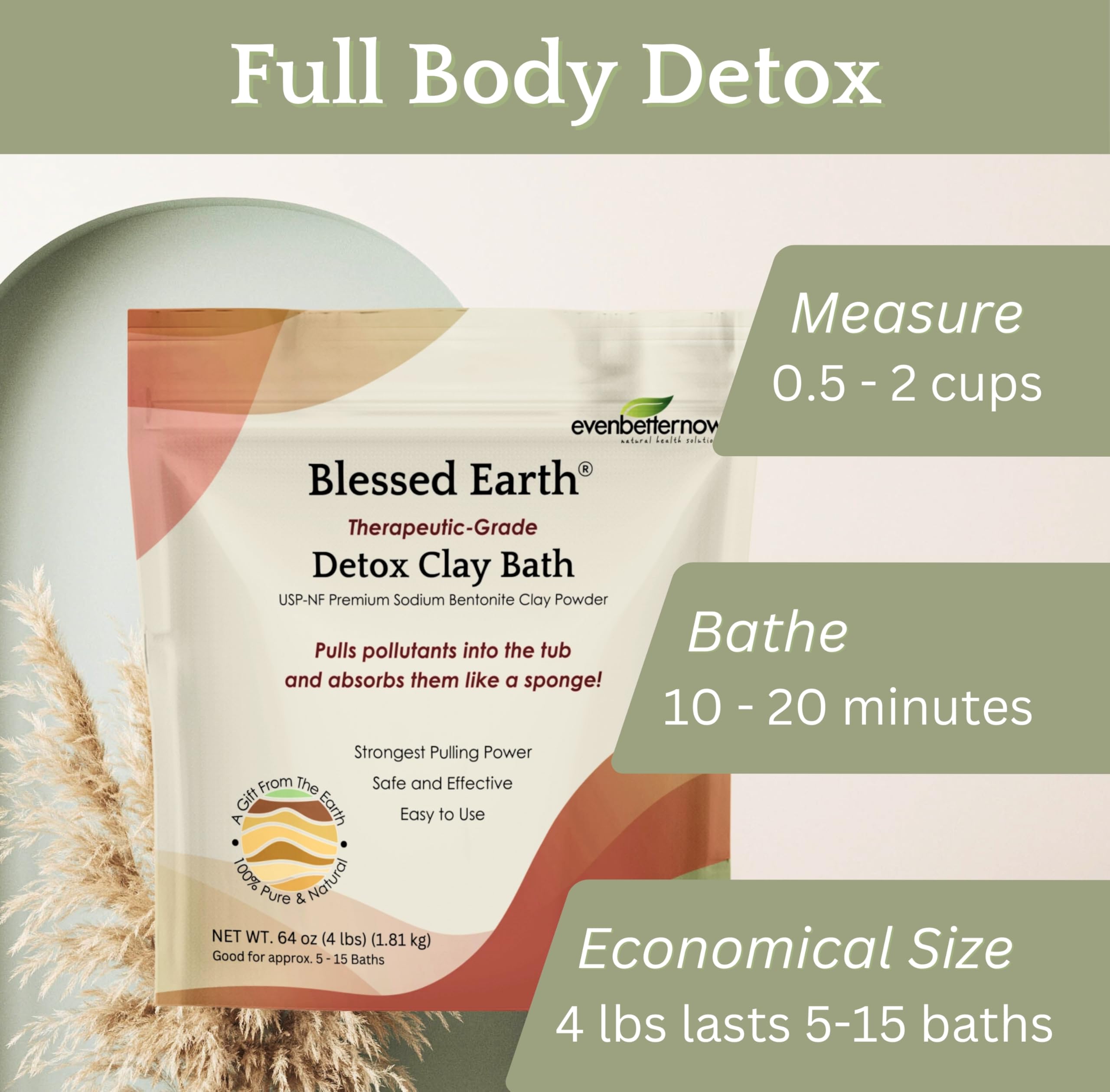Evenbetternow Blessed Earth detox clay powder close-up showing natural minerals