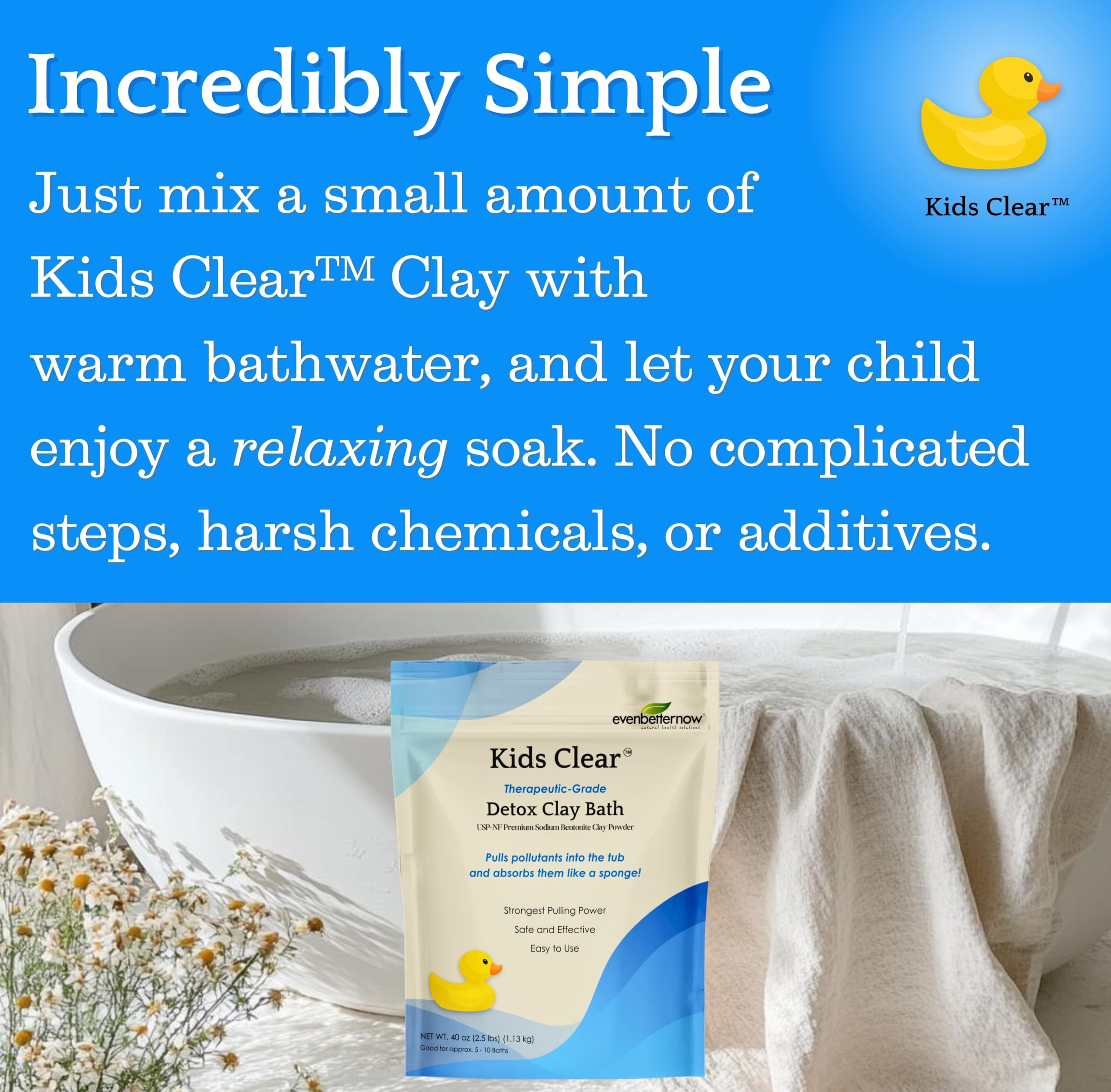 Evenbetternow Kids Clear Detox Bath being rinsed down the drain safely after use.