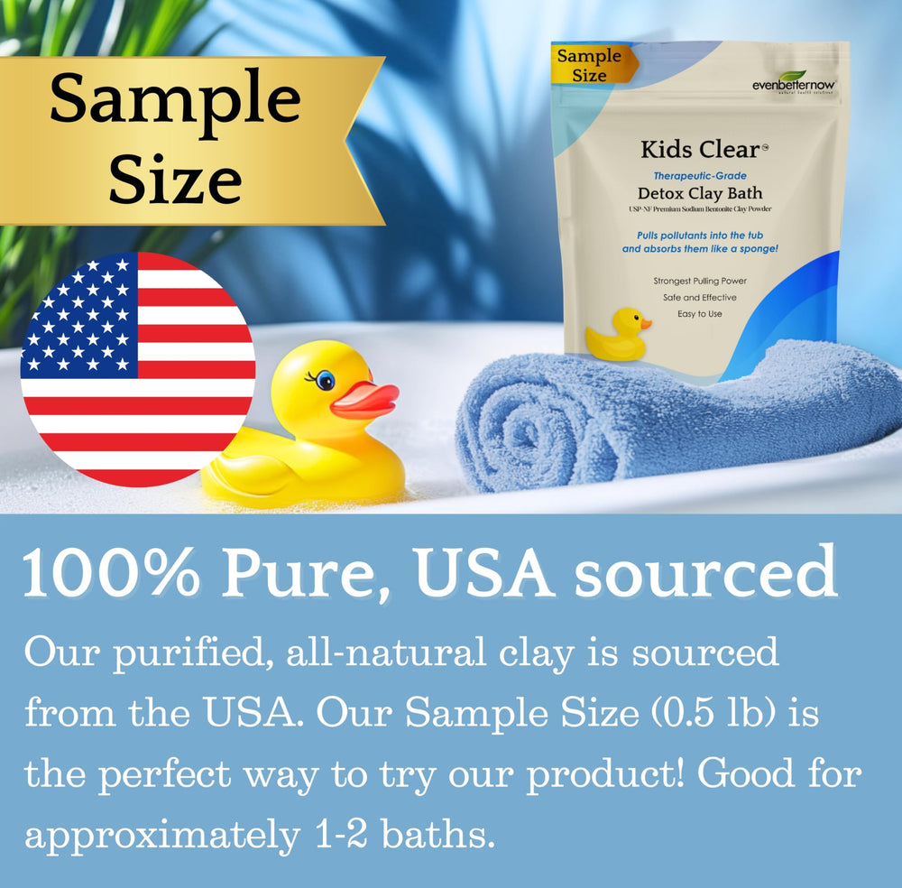 EvenbetterNow Kids Clear Detox Clay Bath scoop measures a precise 0.5 lb portion.