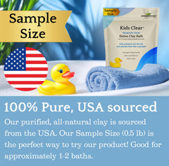 EvenbetterNow Kids Clear Detox Clay Bath scoop measures a precise 0.5 lb portion.