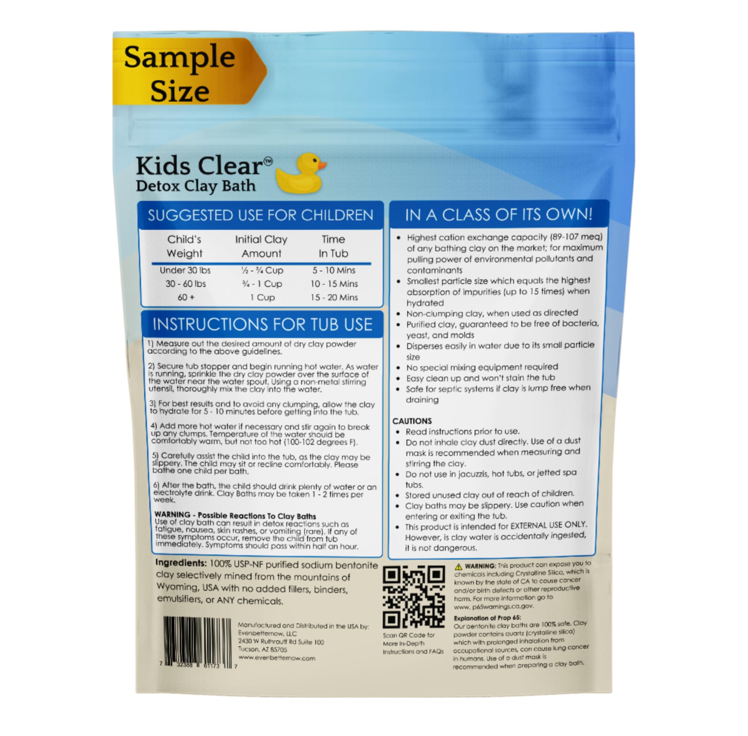 EvenbetterNow Kids Clear Detox Clay Bath drains safely after use.