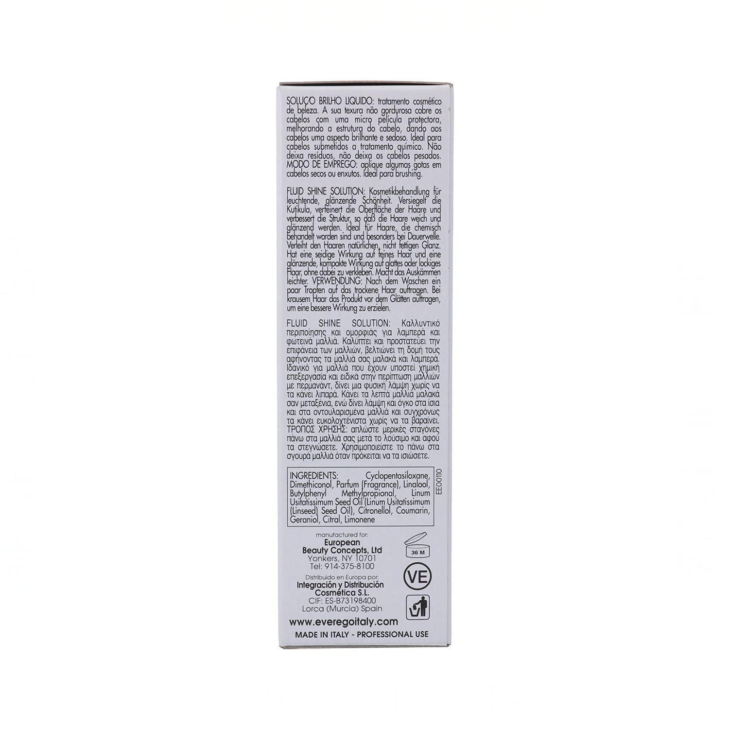 Ever Ego Italy Liquid Crystals hair-gloss effect on damp strands.
