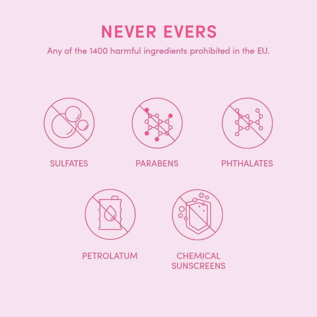 Evereden clean ingredients label closeup reinforces non-toxic vegan formulation.
