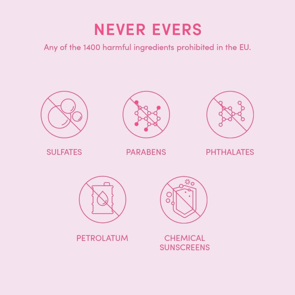 Evereden clean ingredients label closeup reinforces non-toxic vegan formulation.