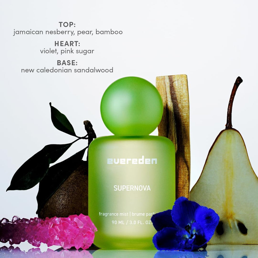 Evereden collectible bottles on shelf add aesthetic flair to vanity.
