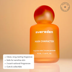 Evereden main character mist label close-up showcases iconic scent for self-expression.
