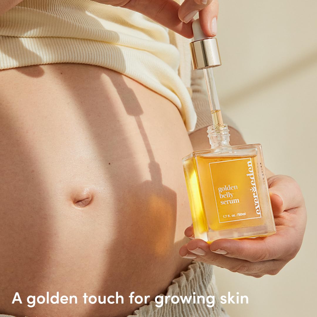Evereden Golden Belly Serum dropper pour with nourishing texture