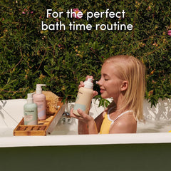 Evereden Body Wash foam closeup conveys creamy lather and refreshing peach scent.