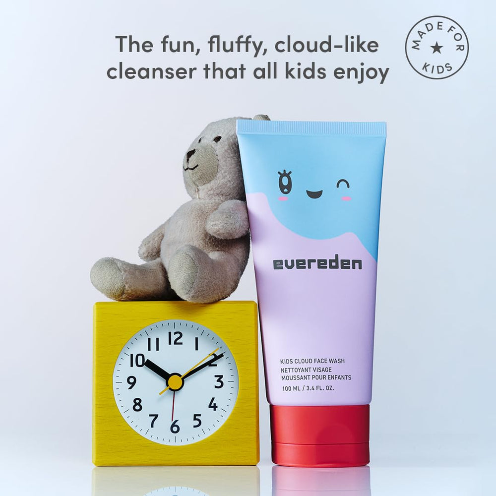 Evereden Kids Cloud Face Wash dermatologist-tested and hypoallergenic for sensitive skin.