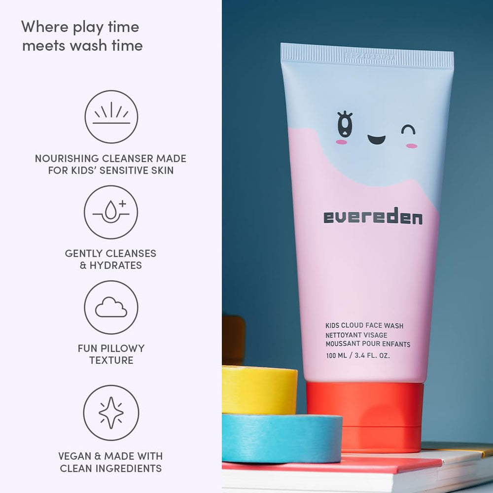 Evereden Kids Cloud Face Wash kid-friendly squeeze-tube design for easy use.