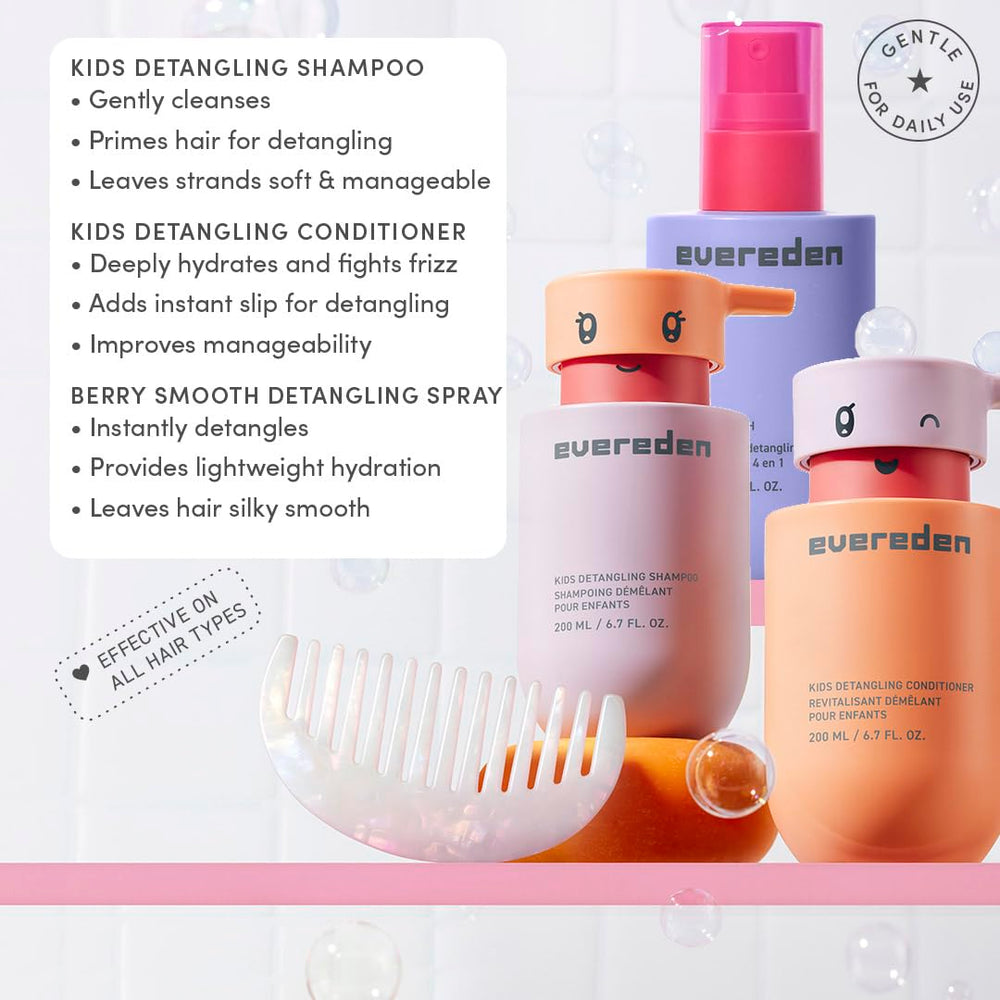 Evereden Detangling Spray for Kids eases knots and frizz during styling.