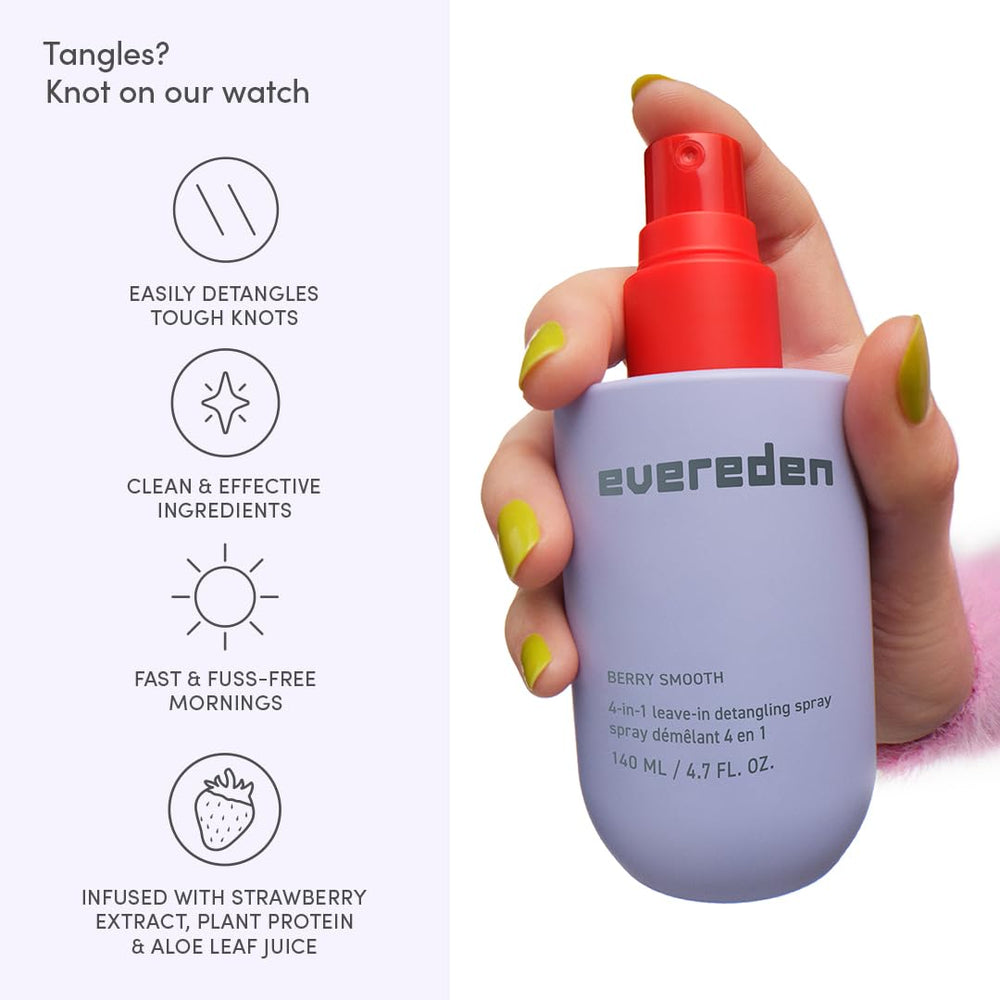 Evereden Detangler Spray ingredients label highlights key actives.