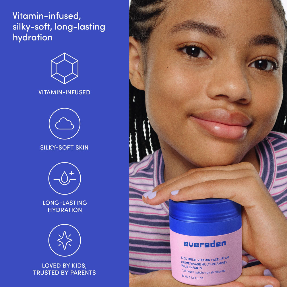 Daily-use Evereden Kids Face Cream on a clean kids' face.