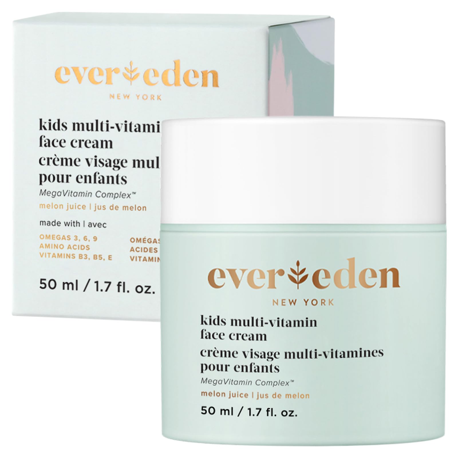 Evereden Kids Face Cream melon juice bottle provides gentle hydration for delicate skin.