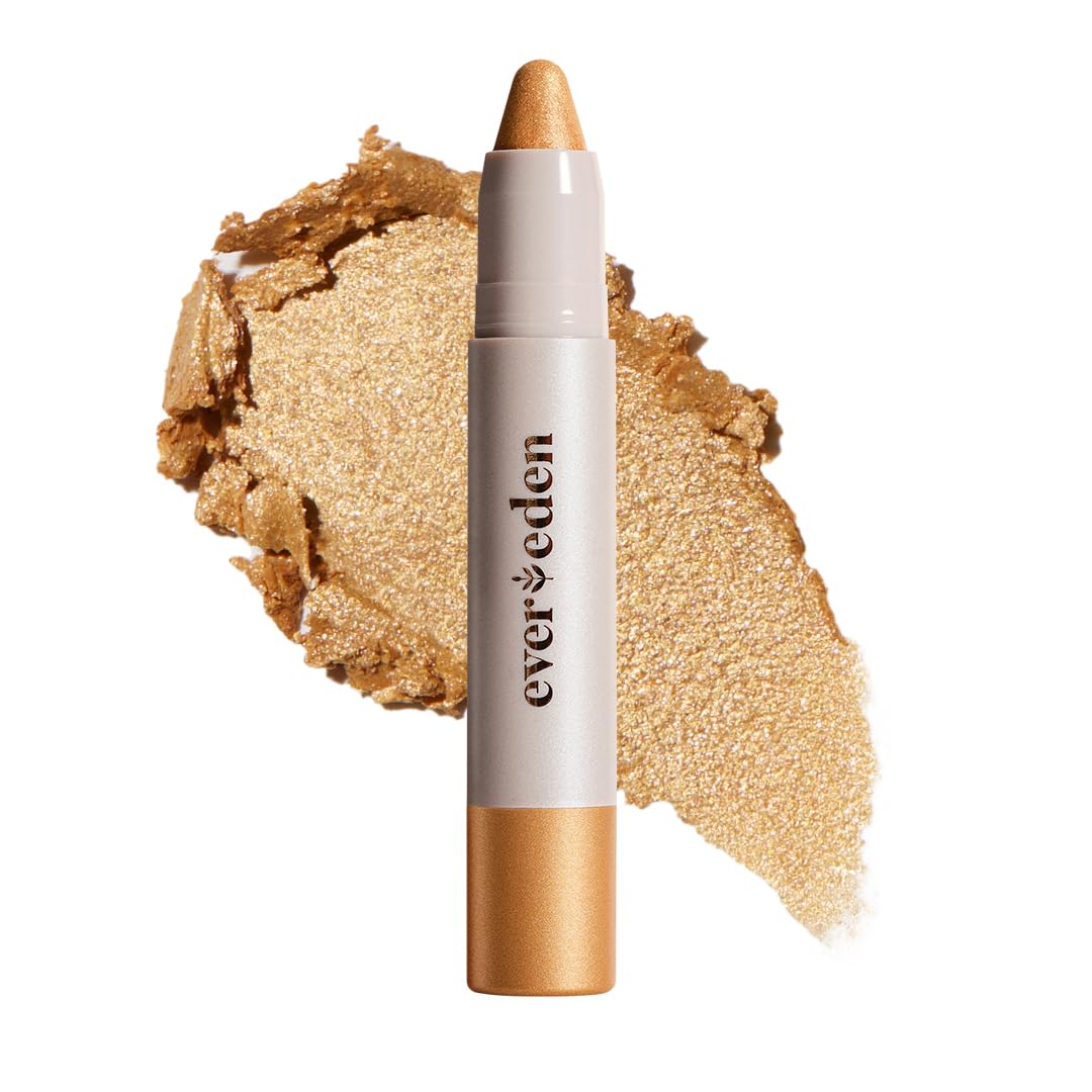 Evereden Kids Fantasy Face Crayon Gold Shimmer applied on cheek for playful color
