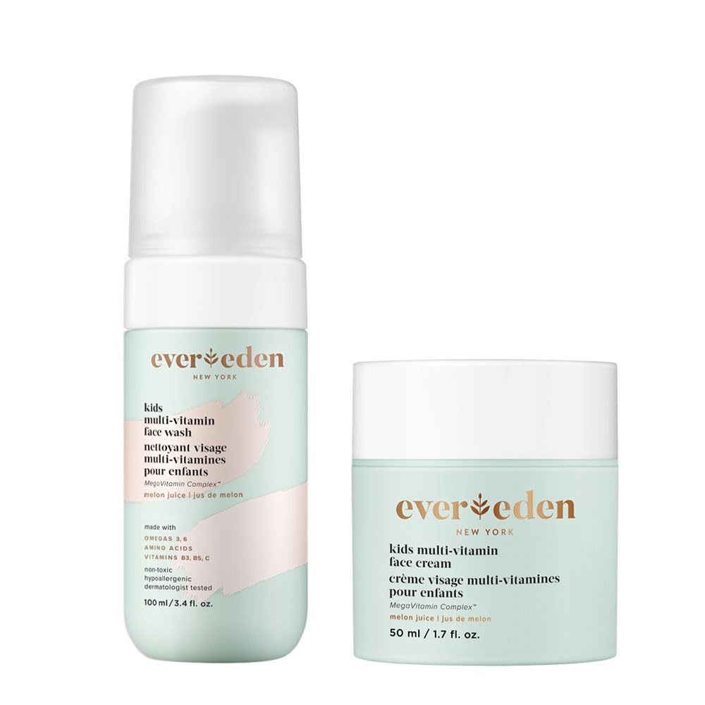 Evereden Kids Happy Face Duo Melon Juice Face Wash bottle pour for gentle cleansing.
