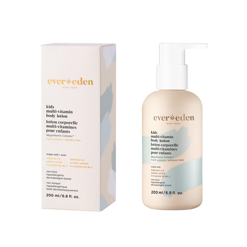 Evereden Kids Multi-Vitamin Lotion front label signals gentle hydration for kids