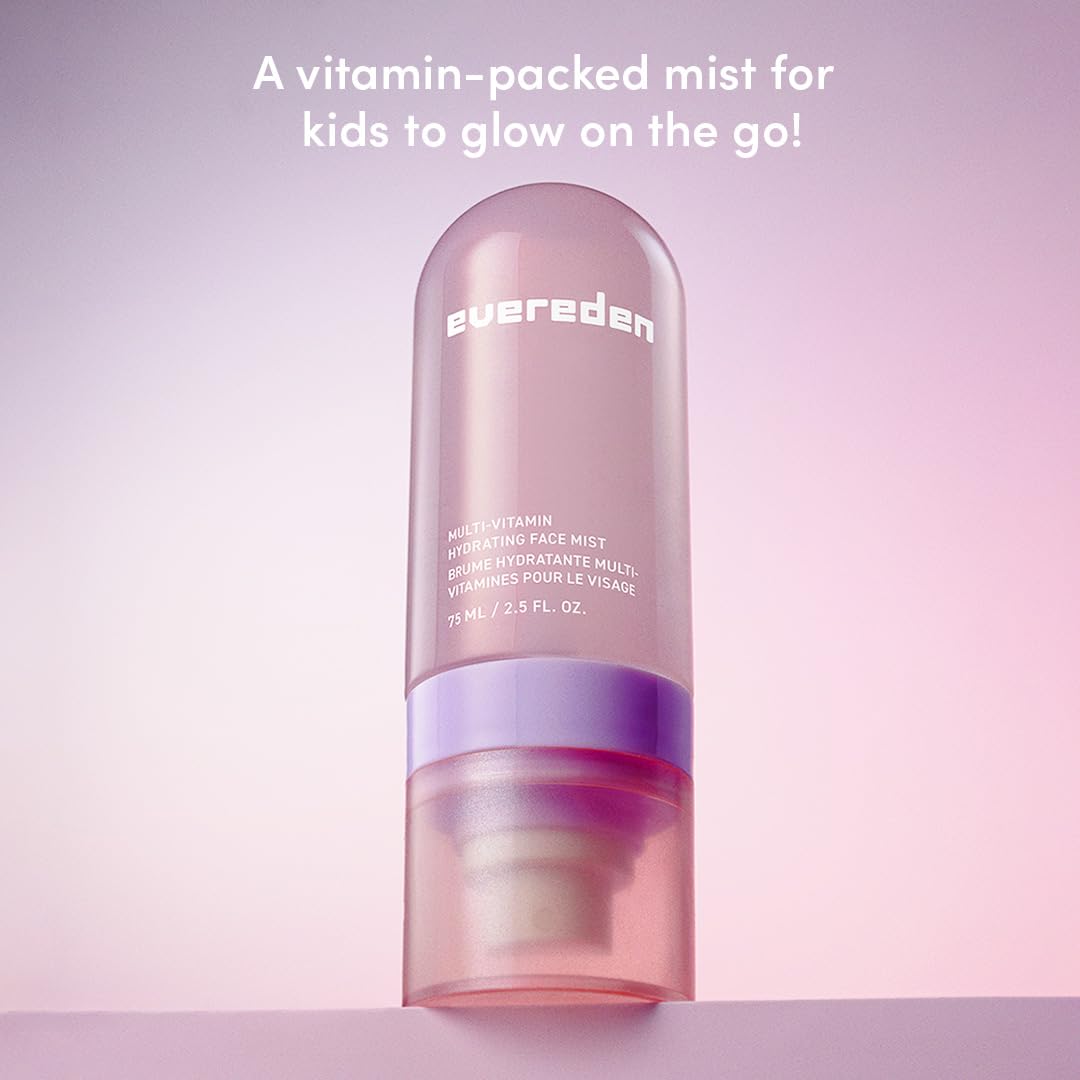 Evereden mist application on cheek demonstrates easy, gentle use for kids