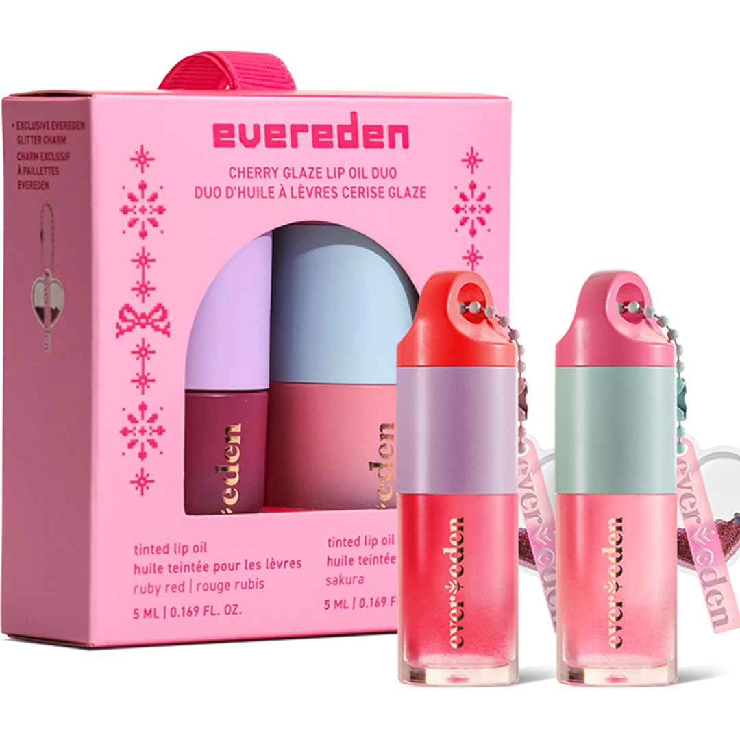 Evereden Kids tinted lip gloss Ruby Red close-up highlighting hydration and shine.