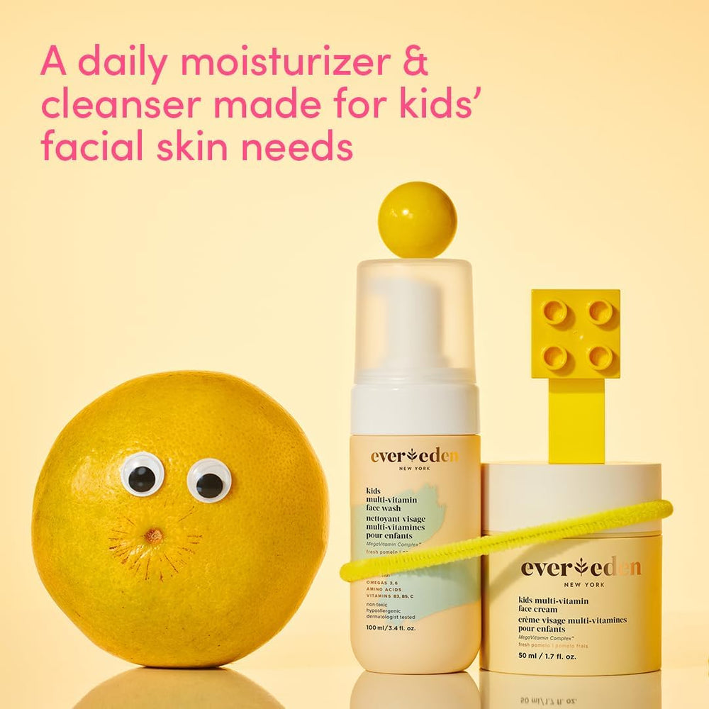 Evereden kids travel essentials body-wash-pump reveals coconut-derived cleansing for sensitive skin.