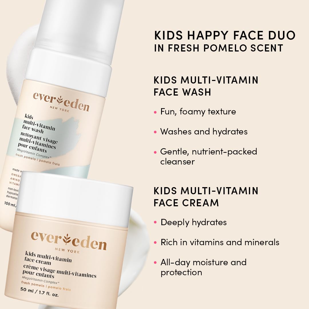 Evereden kids travel essentials face-cream-tube highlights vitamin-rich hydration for young skin.