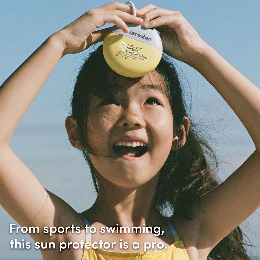 Evereden mineral sunscreen on the beach scene offers sheer, lightweight protection.