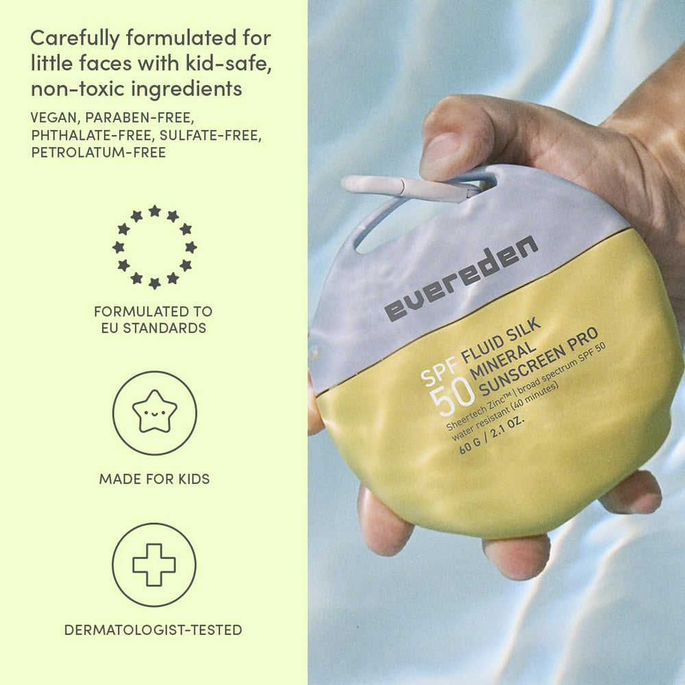 Evereden sunscreen clip-on ring keeps it within reach during beach days.