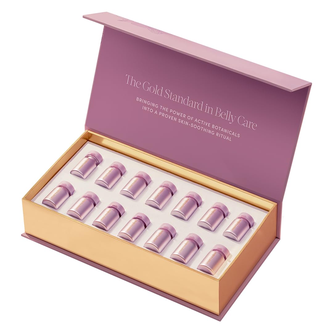 Evereden Tri-Orchid ampules packaging showcases premium pregnancy skincare for stretch mark support.