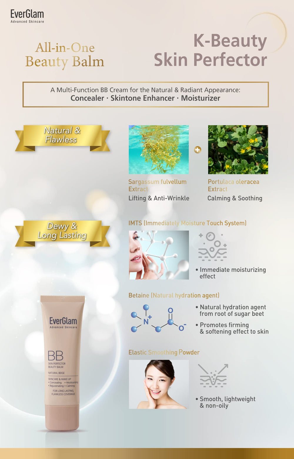 EverGlam BB cream water-resistant formula for long wear.