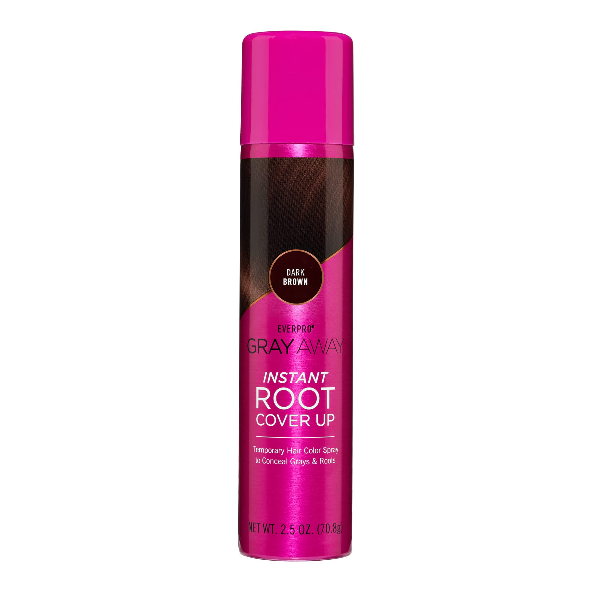 EverPRO Gray Away root cover spray in dark brown instantly conceals gray roots.